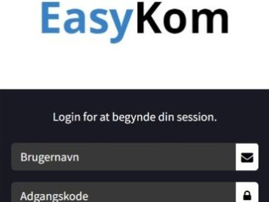Billede af log in siden til Easykom